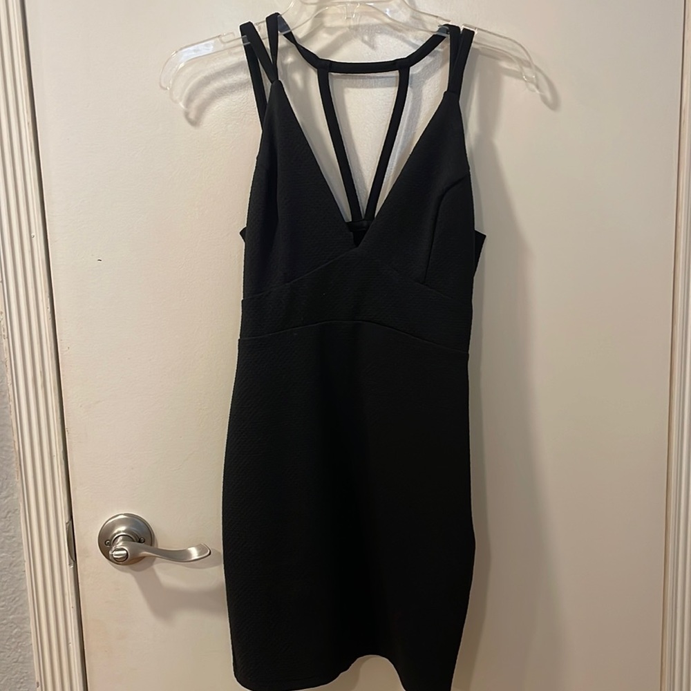 Astr, sexy, strappy, low cut, v neck dress, black, size small